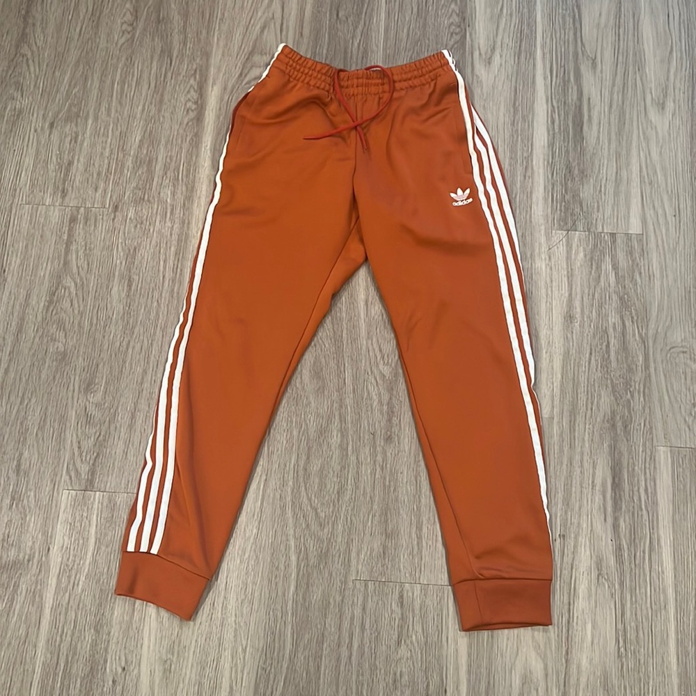 Burnt Orange Adidas track pants